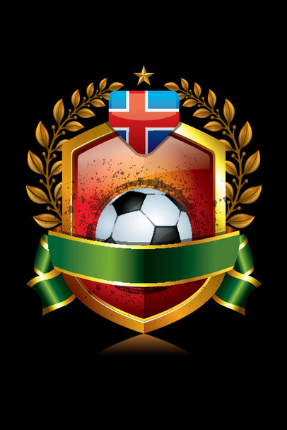 Iceland Soccer Icon with Laurel Wreath Sports Cool Wall Decor Art Print Poster 12x18