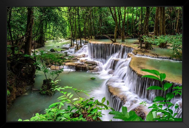 Huay Mae Kamin River Waterfall Jungle Forest Thailand Photo Art Print Stand or Hang Wood Frame Display Poster Print 13x9