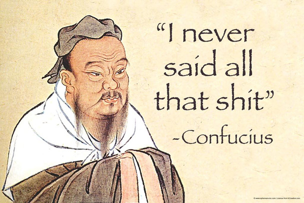 Confucius I Never Said All That Sht Funny Meme Fake Quote College Dorm Philosophy Demotivational Snarky Ironic Sarcastic Cool Huge Large Giant Poster Art 36x54