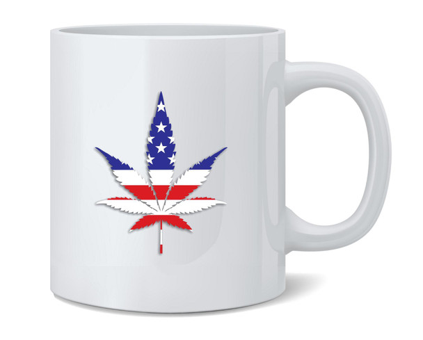Weed American Flag USA Marijuana Legalize It 420 Ceramic Coffee Mug Tea Cup Fun Novelty Gift 12 oz