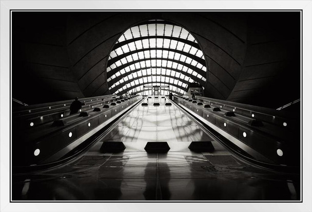 Canary Wharf Station London England Underground Photo Photograph White Wood Framed Poster 20x14