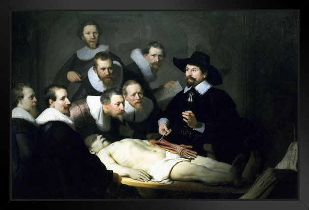 Rembrandt Anatomy Lesson of Dr Nicolaes Tulp Poster 1632 Oil On Canvas Painting Medical Doctor Dissection Artwork Stand or Hang Wood Frame Display 9x13