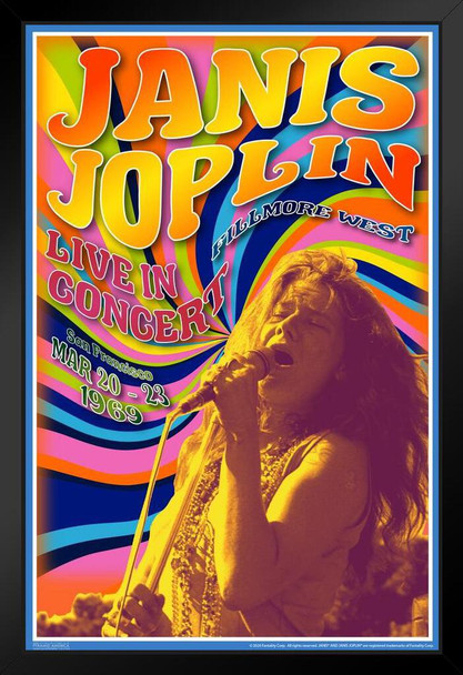 Janis Joplin 1969 Fillmore West Concert Retro Vintage Psychedelic Classic Music Art Print Stand or Hang Wood Frame Display 9x13