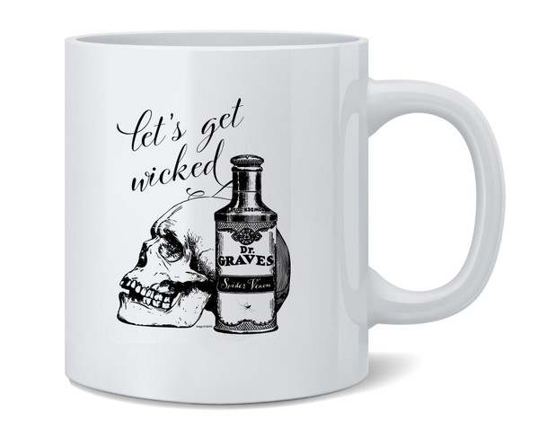 Lets Get Wicked Skull Retro Vintage Halloween Ceramic Coffee Mug Tea Cup Fun Novelty Gift 12 oz