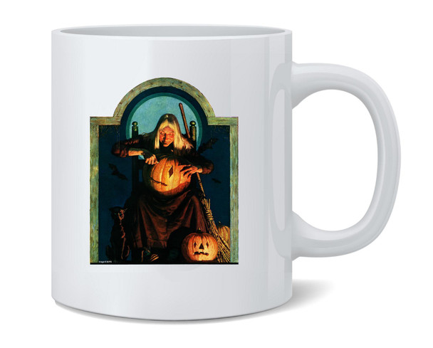 Witch Carving Pumpkin Retro Vintage Halloween Mug 12oz