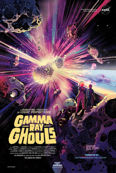 NASA Gamma Ray Ghouls Galaxy of Horrors Retro Travel Vintage JPL Planets Exploration Science Fiction SciFi Tourism Astronaut Geeky Nerdy Cool Wall Art Print Poster 12x18