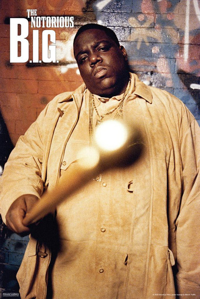 Laminated Notorious BIG Pointing Cane Biggie Smalls Rapper Hip Hop Music 90s Retro Vintage Style Poster Dry Erase Sign 12x18