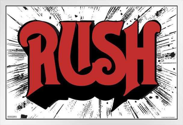 Rush Classic Logo Album Cover Art Retro Vintage Style Rock Band Music White Wood Framed Poster 14x20