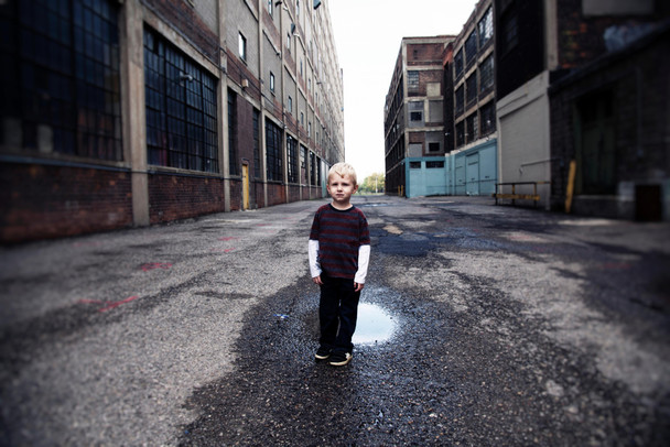 Young Boy Standing in Urban Alley Photo Photograph Cool Wall Decor Art Print Poster 18x12