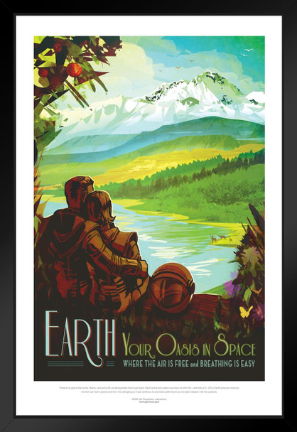 Earth Your Oasis In Space NASA Space Travel Solar System Science Kids Map Galaxy Classroom Chart Pictures Outer Planets Hubble Astronomy Milky Way Fantasy Black Wood Framed Art Poster 14x20