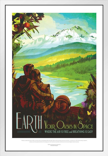 Earth Your Oasis In Space NASA Space Travel Solar System Science Kids Map Galaxy Classroom Chart Pictures Outer Planets Hubble Astronomy Milky Way Fantasy White Wood Framed Art Poster 14x20