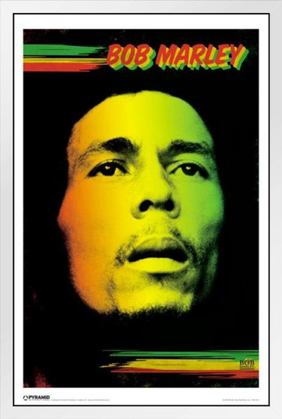 Bob Marley Face White Wood Framed Art Poster 14x20