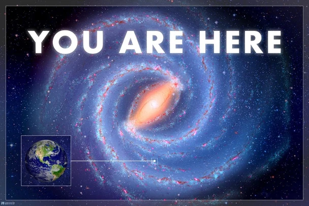 Laminated You Are Here Earth In Space Milky Way Galaxy Universe Funny Classic Solar System Science Kids Map Classroom Chart Pictures Outer Planets Hubble Astronomy Nasa Poster Dry Erase Wall Art 36x24