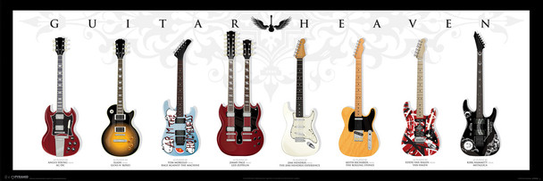 Guitar Heaven Famous Classic Electric Music Cool Wall Decor Art Print Poster 36x12