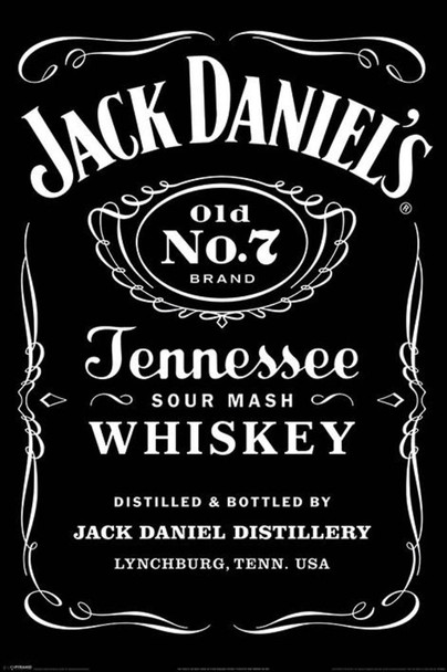 Jack Daniels No 7 Label Tennessee Whiskey Logo Cool Wall Decor Art Print Poster 36x24