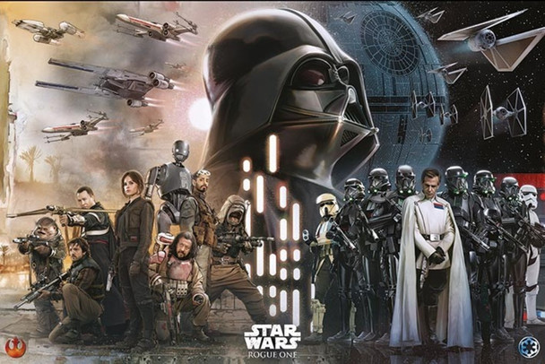 Star Wars Rogue One Cast Collage Cool Wall Art Print Poster 36x24