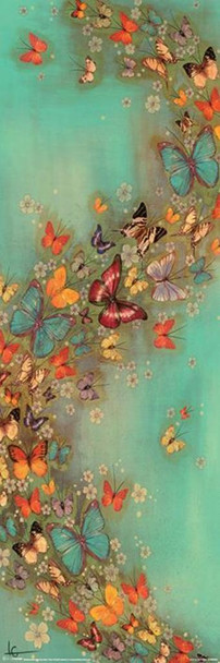 Lily Greenwood Chinese Green Butterflies Cool Wall Art Print Poster 36x12