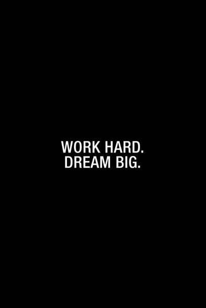 Work Hard Dream Big Simple Famous Motivational Inspirational Quote Stretched Canvas Wall Art 16x24 inch
