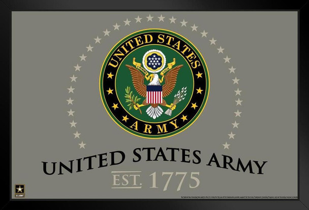 US Army Seal Established 1775 USA Army Family American Military Veteran Motivational Patriotic Officially Licensed Stand or Hang Wood Frame Display 9x13