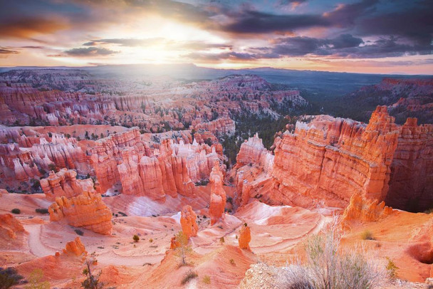 Sunrise at Bryce Canyon National Park Utah Photo Print Stretched Canvas Wall Art 24x16 inch