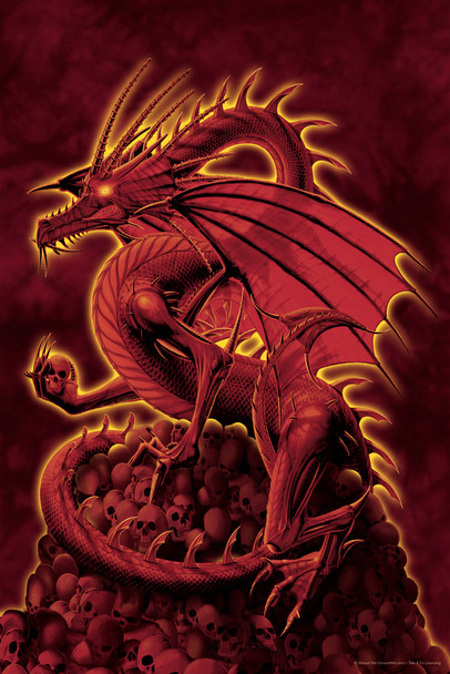 Abolisher Red Dragon Human Skulls by Vincent Hie Fantasy Cool Wall Art Print Poster 12x18