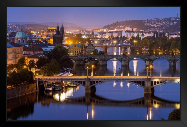 Bridges Over Vltava River Prague Czech Republic Photo Photograph Art Print Stand or Hang Wood Frame Display Poster Print 13x9