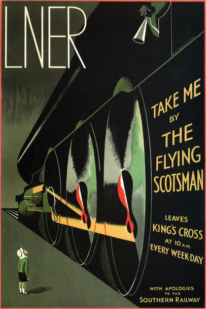 Flying Scotsman Lner Railway Edinburgh Scotland London England Vintage Travel Stretched Canvas Wall Art 16x24 inch