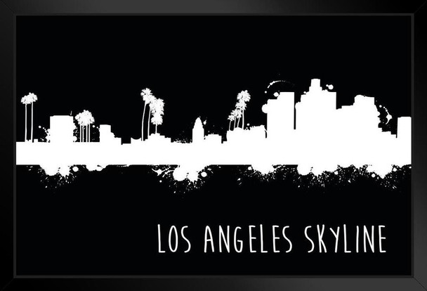 Los Angeles California Skyline Illustration Black and White B&W Art Print Stand or Hang Wood Frame Display Poster Print 13x9