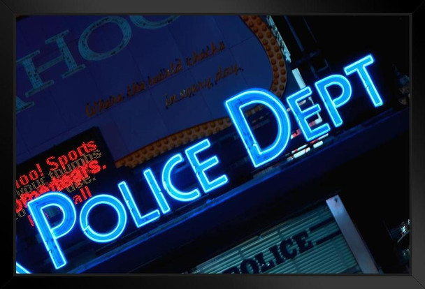 NYPD Police Dept Midtown Times Square Precinct New York City Neon Sign Photo Photograph Art Print Stand or Hang Wood Frame Display Poster Print 13x9