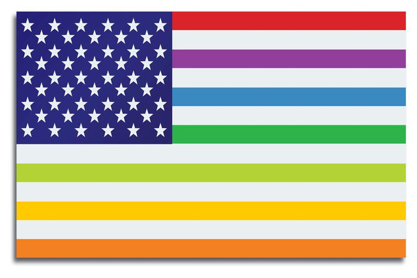 USA United States Rainbow Gay Lesbian Rights Flag Print Stretched Canvas Wall Art 24x16 inch