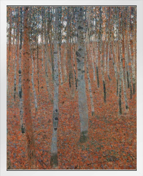 Gustav Klimt Beech Forest I Austrian Symbolist Painter Painting Art Print Version 2 White Wood Framed Poster 14x20