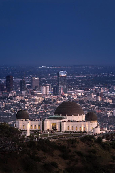 Griffith Park Observatory and Los Angeles Skyline Photo Print Stretched Canvas Wall Art 16x24 inch