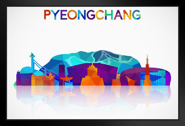 Pyeongchang South Korea Skyline Art Print Stand or Hang Wood Frame Display Poster Print 9x13