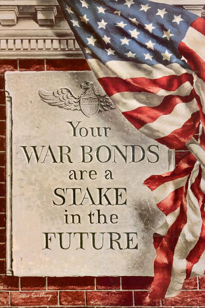 WPA War Propaganda Your War Bonds Are A Stake In The Future Stretched Canvas Wall Art 16x24 inch