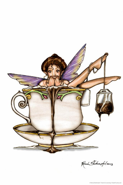 Tea Bath by Renee Biertempfel Fairy Fantasy Art Stretched Canvas Wall Art 16x24 inch