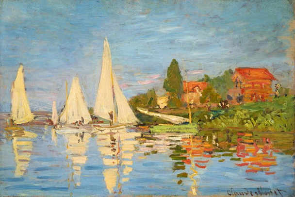 Claude Monet Regattas at Argenteuil 1872 French Impressionist Stretched Canvas Wall Art 16x24 inch