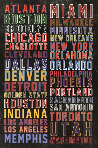 Sports Team Cities Colorful Stretched Canvas Wall Art 16x24 inch