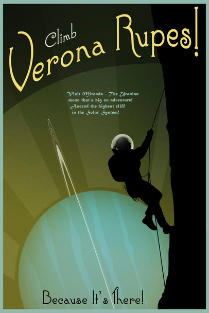 Climb Verona Rupes Miranda Futuristic Science Fantasy Travel Cool Wall Decor Art Print Poster 12x18