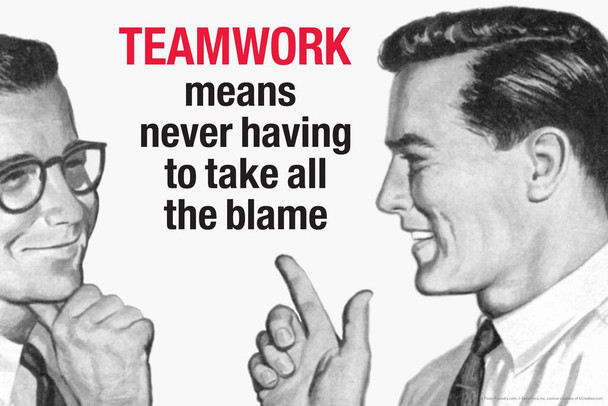 Teamwork Means Never Having To Take All The Blame Humor Stretched Canvas Wall Art 24x16 inch