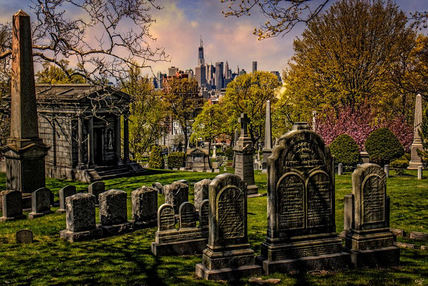 View From A Brooklyn Cemetery by Chris Lord Photo Photograph Stretched Canvas Art Wall Decor 16x24