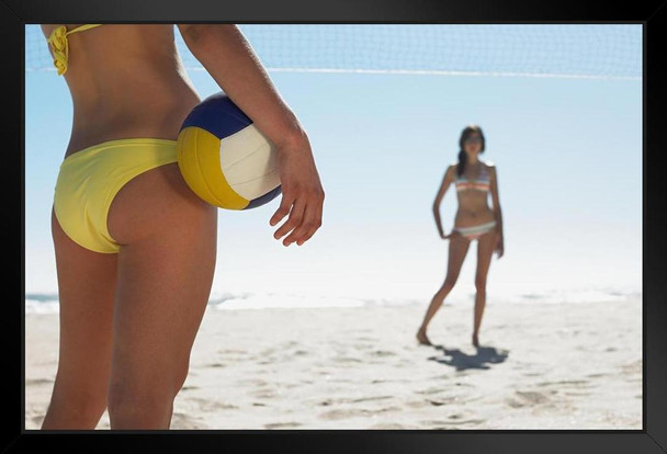 Sexy Young Women in Bikinis Playing Volleyball Photo Photograph Art Print Stand or Hang Wood Frame Display Poster Print 13x9