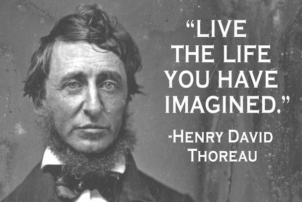 Live The Life You Have Imagined Henry David Thoreau Famous Motivational Inspirational Quote Stretched Canvas Wall Art 24x16 inch