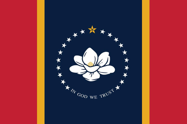 Mississippi New Magnolia Flag State Pride 2021 Updated Design In God We Trust History Classroom Magnolia Tree Magnolia Flower Southern Pride Stretched Canvas Art Wall Decor 16x24