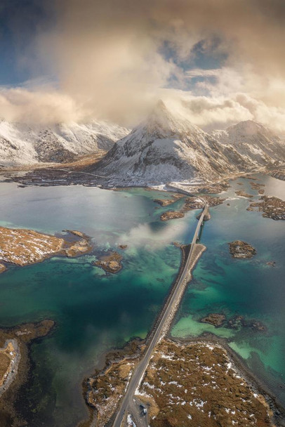 Lofoten Islands in Norway Aerial View Photo Print Stretched Canvas Wall Art 16x24 inch