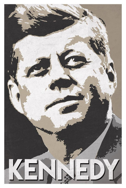 President John F Kennedy Pop Art Portrait Democrat Politics Politician POTUS Tan Stretched Canvas Wall Art 16x24 inch