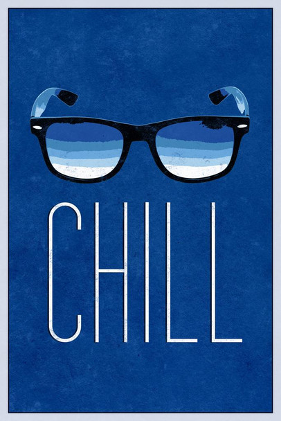 Chill Sunglasses Blue Stretched Canvas Wall Art 16x24 inch