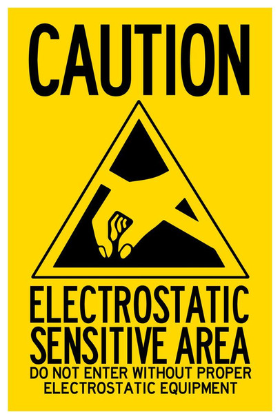 Warning Sign Caution Do Not Enter Electrostatic Sensitive Area Stretched Canvas Wall Art 16x24 inch