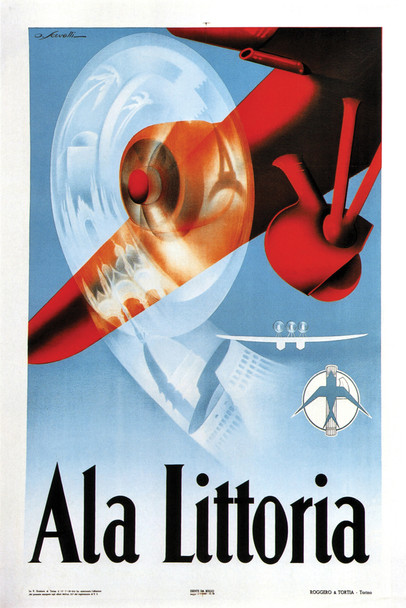 Ala Littoria Italian Air Plane Airline Vintage Ad Vintage Travel Airplane Fly Art Deco Eclectic Advertising French Wall Vintage Art Nouveau Vintage Art Prints Cool Wall Art Print Poster 12x18