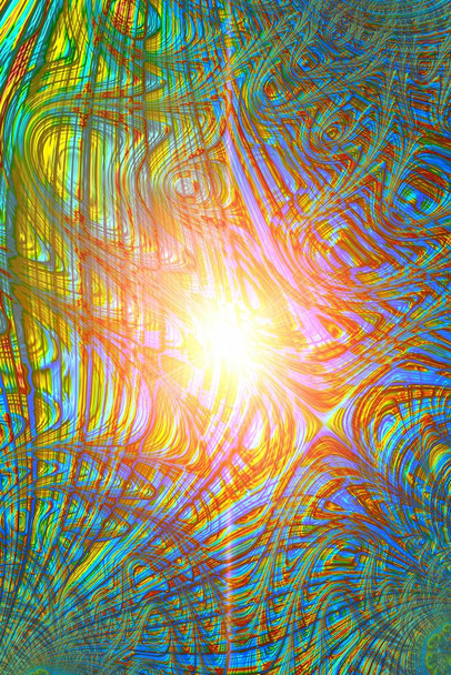 Colorful Abstract Pattern Sunburst Trippy Artwork Stretched Canvas Wall Art 16x24 inch