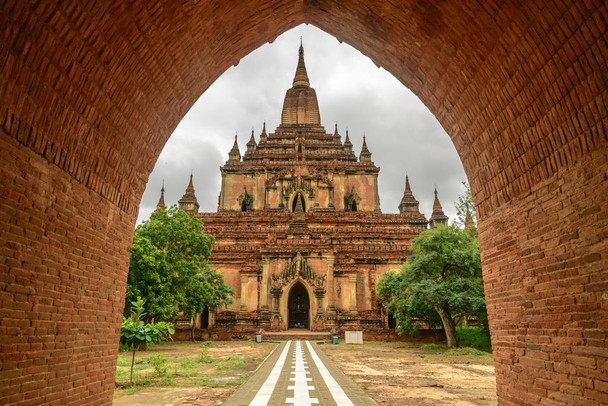 Entrance to Htilominlo Temple Buddhist Temple Bagan Myanmar Photo Print Stretched Canvas Wall Art 24x16 inch